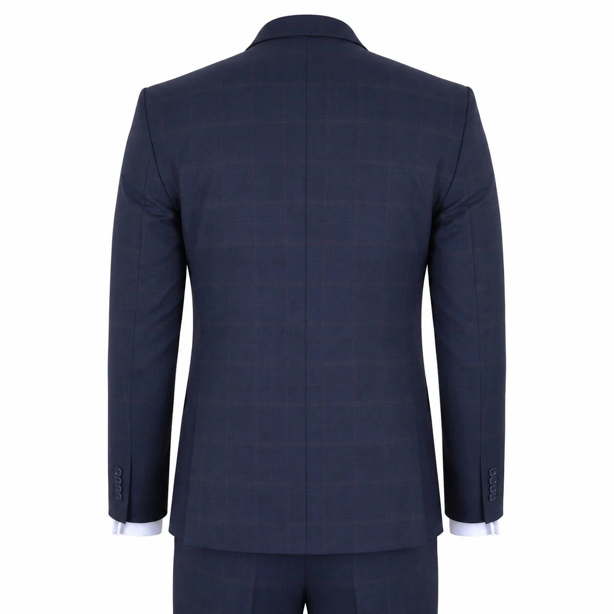 IM54 - Men's Navy Blue Check Tailored Fit 3 Piece Suit