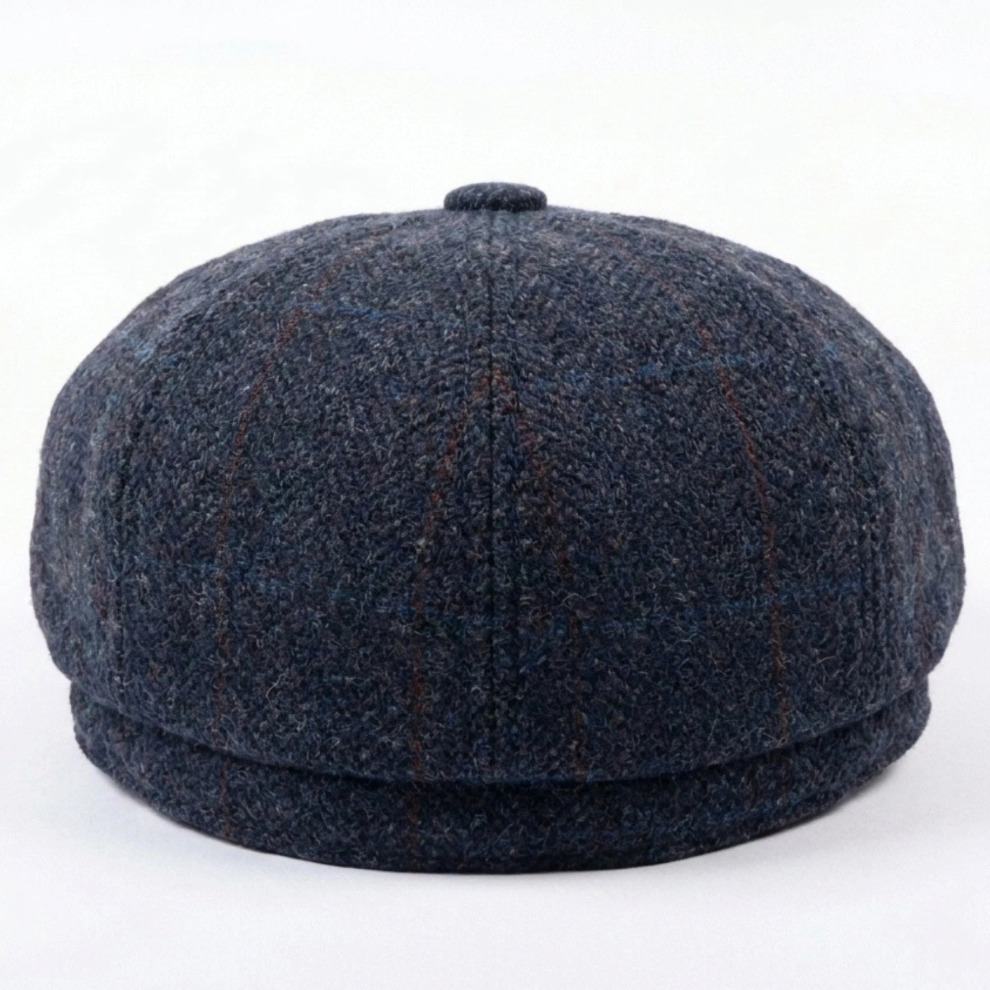 Men's Navy Blue Wool Blend Tweed Newsboy Flat Cap