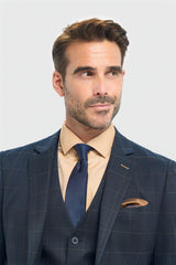 Men's Navy Check Tailored Fit Blazer