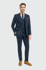 Men's Navy Check Tailored Fit Blazer
