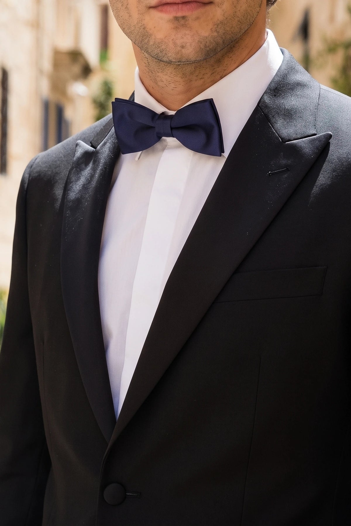 Men’s Navy Satin Bow Tie