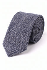 Men’s Navy Wool Blend Tweed Tie