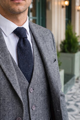Men’s Navy Wool Blend Tweed Tie