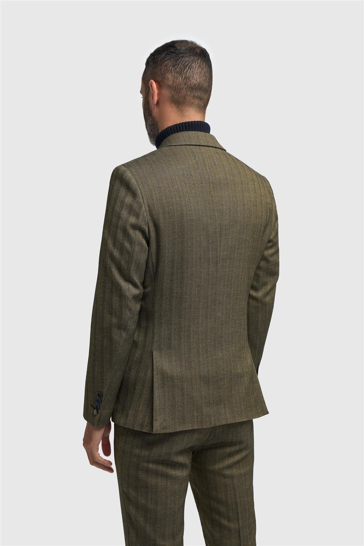 Men's Olive Green Tweed Herringbone Blazer