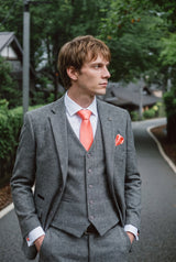 Men’s Peach Tie Set with Pocket Square and Cufflinks
