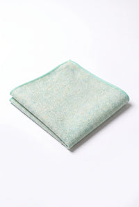Men’s Sage Green Tweed Wool Blend Pocket Square