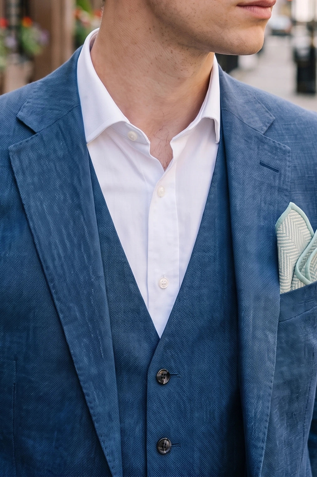 Men’s Sage Green Tweed Wool Blend Pocket Square