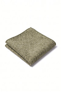Men’s Sage Green Tweed Wool Blend Pocket Square
