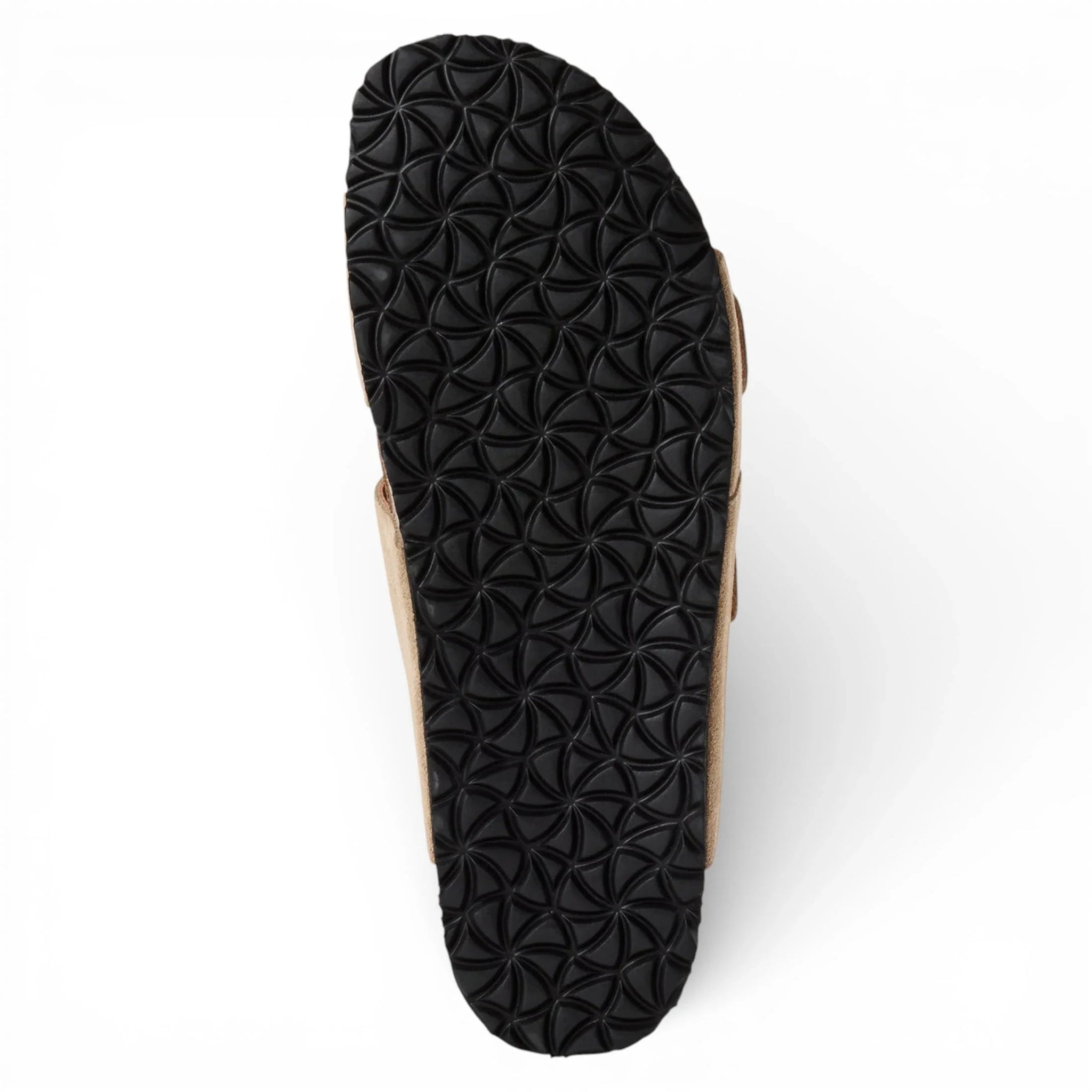 Men's Sand Beige Leather Slip-On Footbed Slipper Sandals
