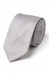 Men’s Silver Slim 6cm Solid Colour Tie