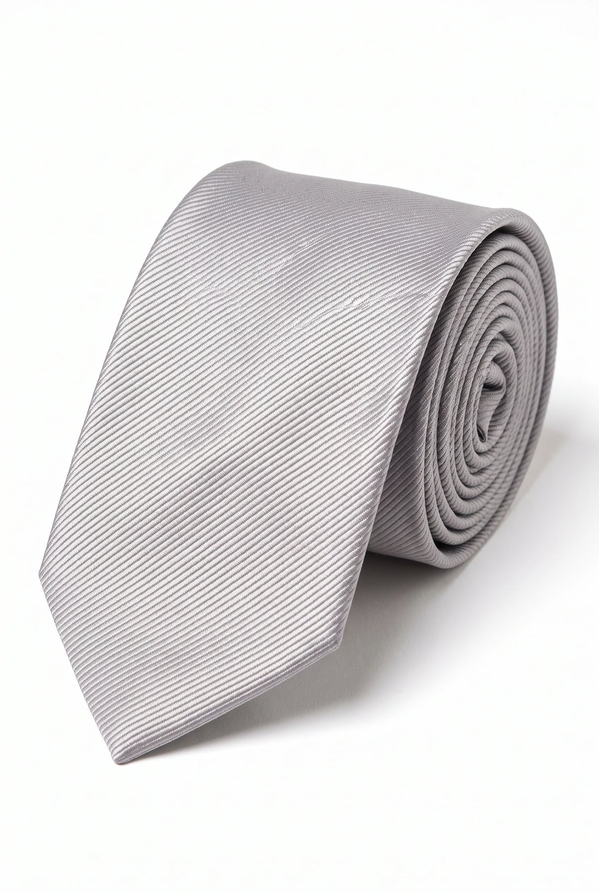 Men’s Silver Slim 6cm Solid Colour Tie