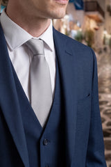 Men’s Silver Slim 6cm Solid Colour Tie