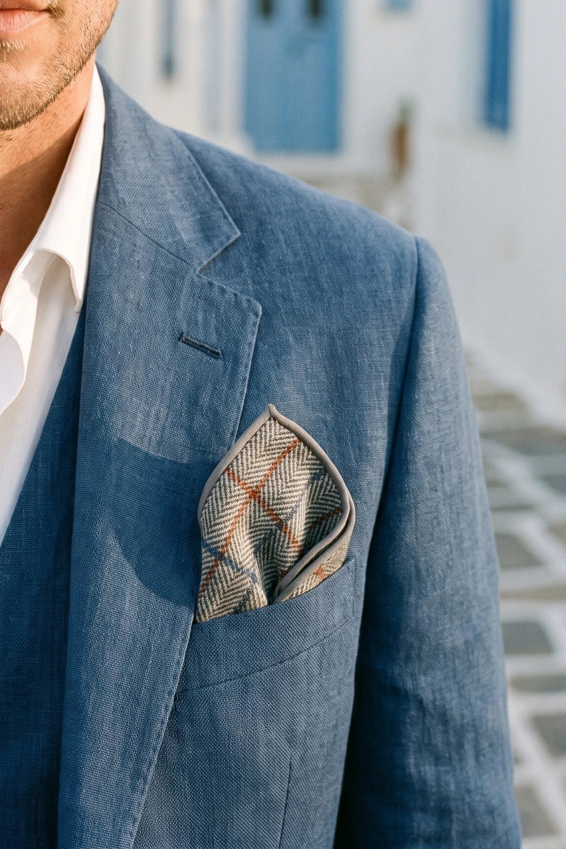 Men’s Silver Tweed Pocket Square