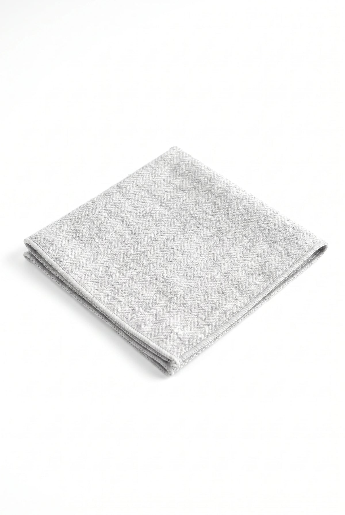 Men’s Silver Tweed Wool Blend Pocket Square