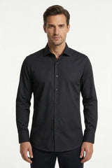 Men's Slim Fit Long Sleeve Button-Down Dress Shirt - Black