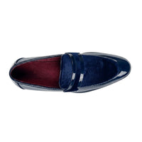 Men's Slip On Vegan Leather Velvet Detailed Patent Loafers