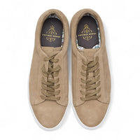 Men's Stone Grey Suede Leather Lace-Up Casual Sneakers