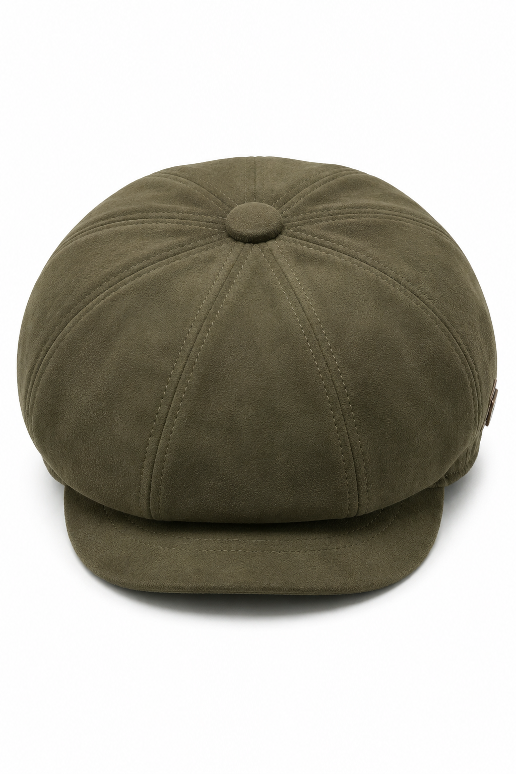 Men's Suede Vintage 8-Panel Classic Gatsby Baker Boy Hat - Olive