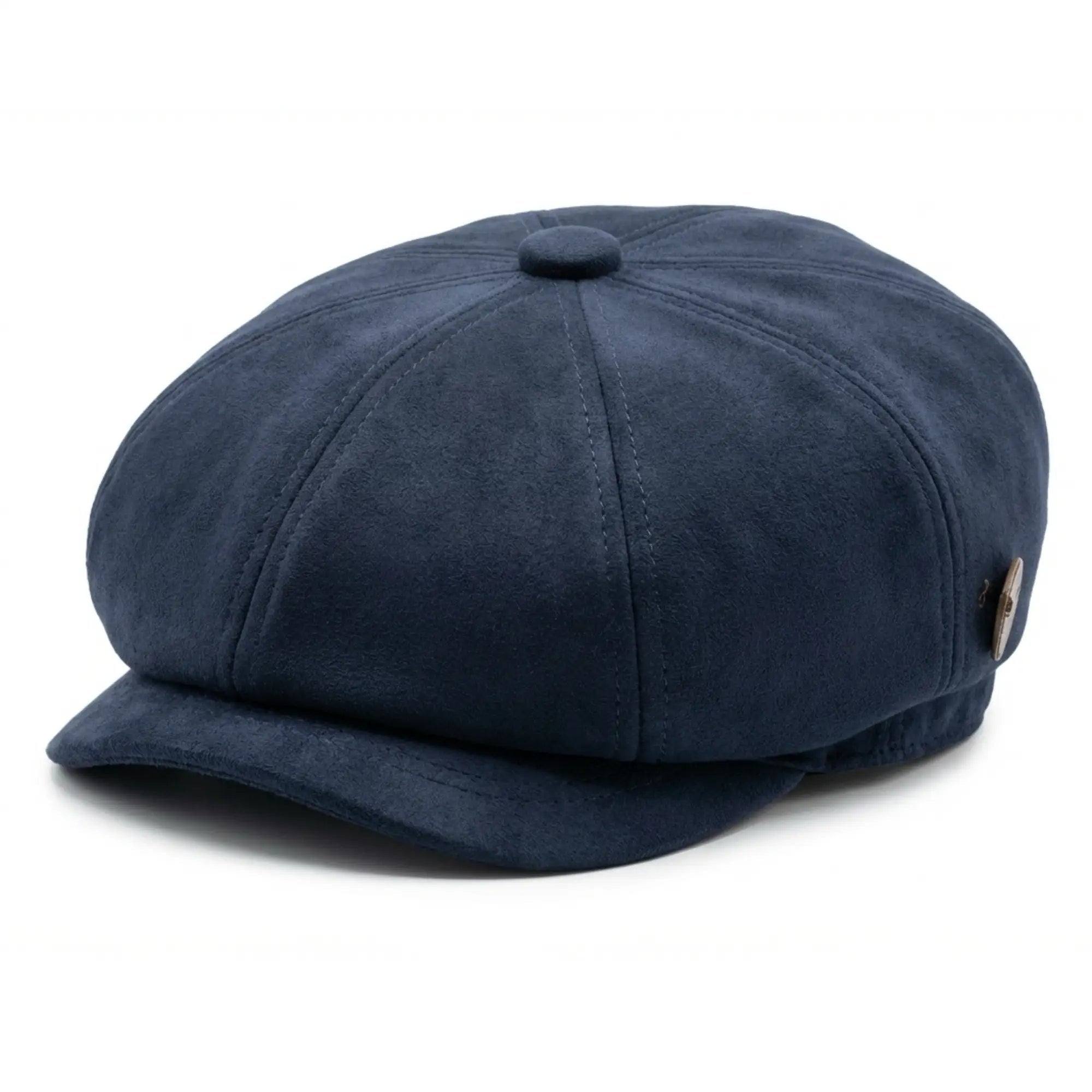Men's Suede Vintage 8-Panel Classic Gatsby Baker Boy Hat - Navy
