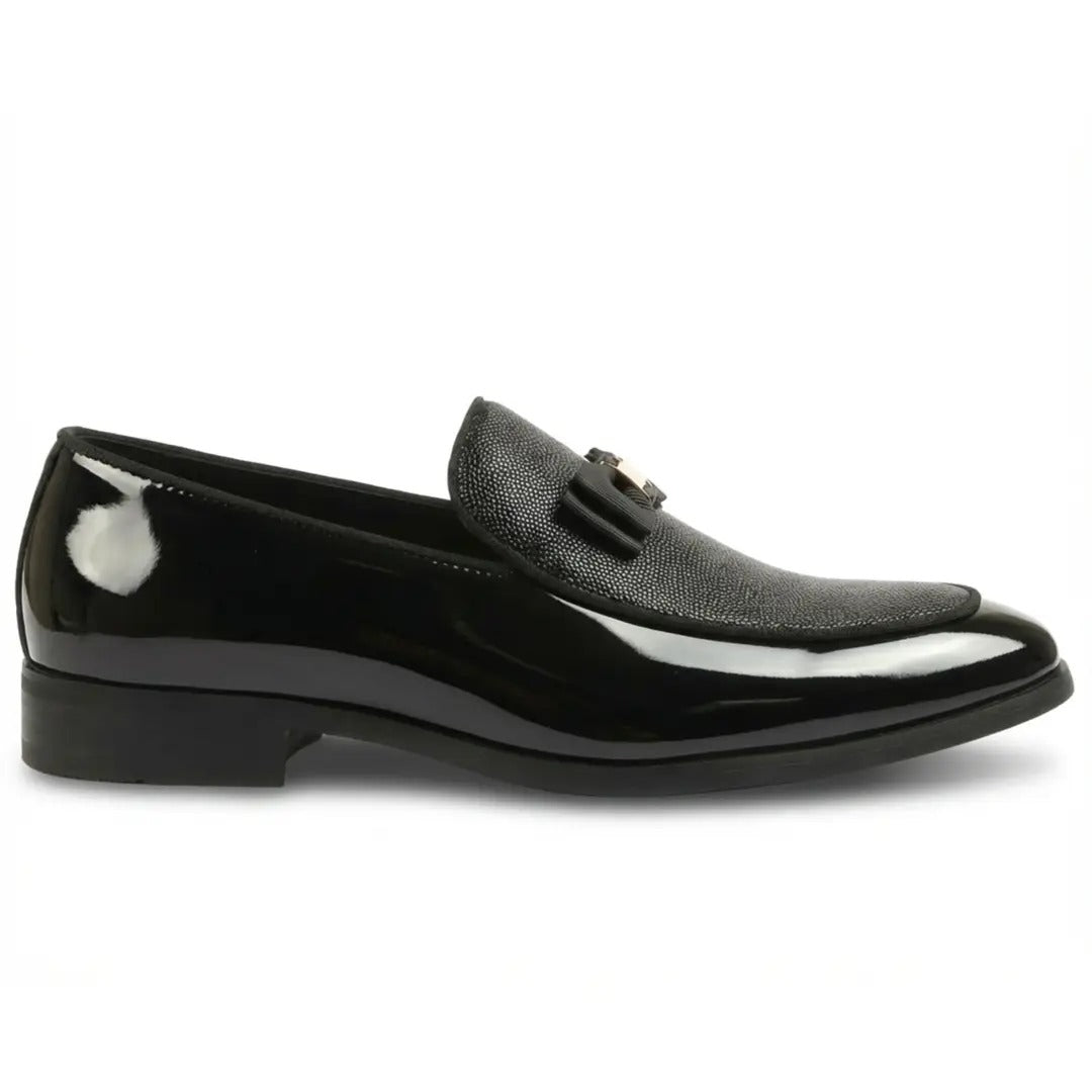 Men's Textured Front Iconic Buckle Bow Loafers