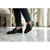 Men's Textured Front Iconic Buckle Bow Loafers