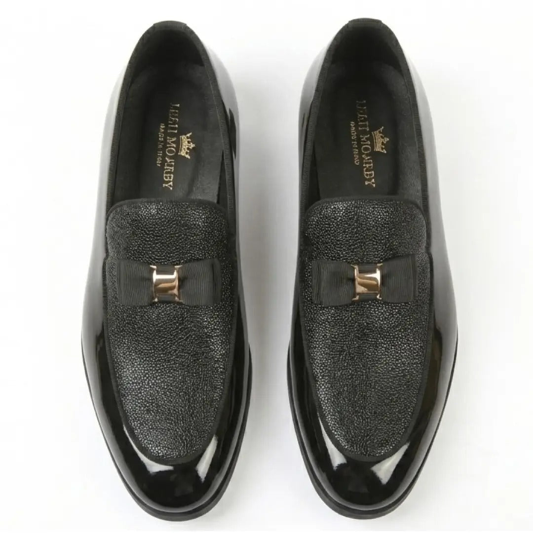 Men's Textured Front Iconic Buckle Bow Loafers