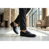 Men's Textured Front Iconic Buckle Bow Loafers