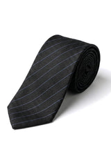 Mens Tie and Hankie Set - Black Stripe STZ42, One Size