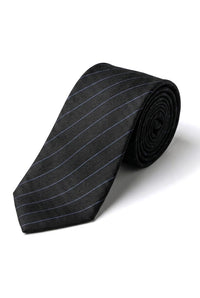 Mens Tie and Hankie Set - Black Stripe STZ42, One Size