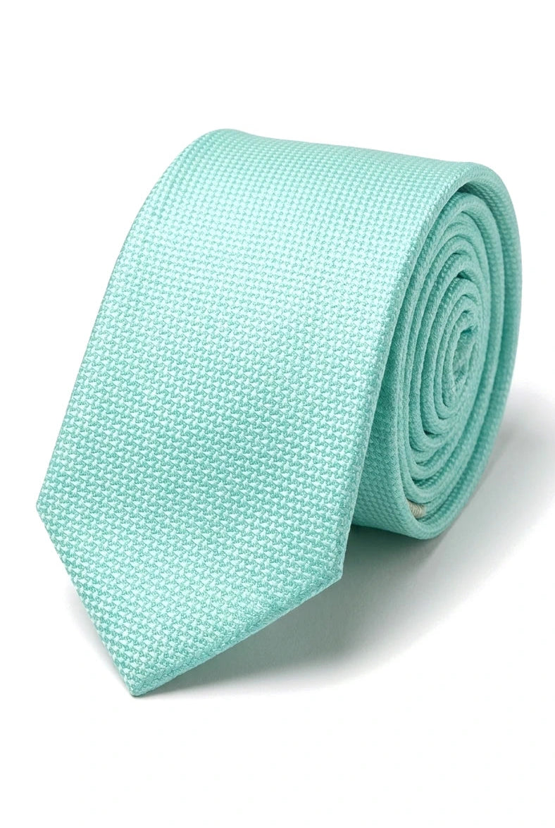 Men's Tie Pocket Sqaure Set Formal Solid Necktie - Mint