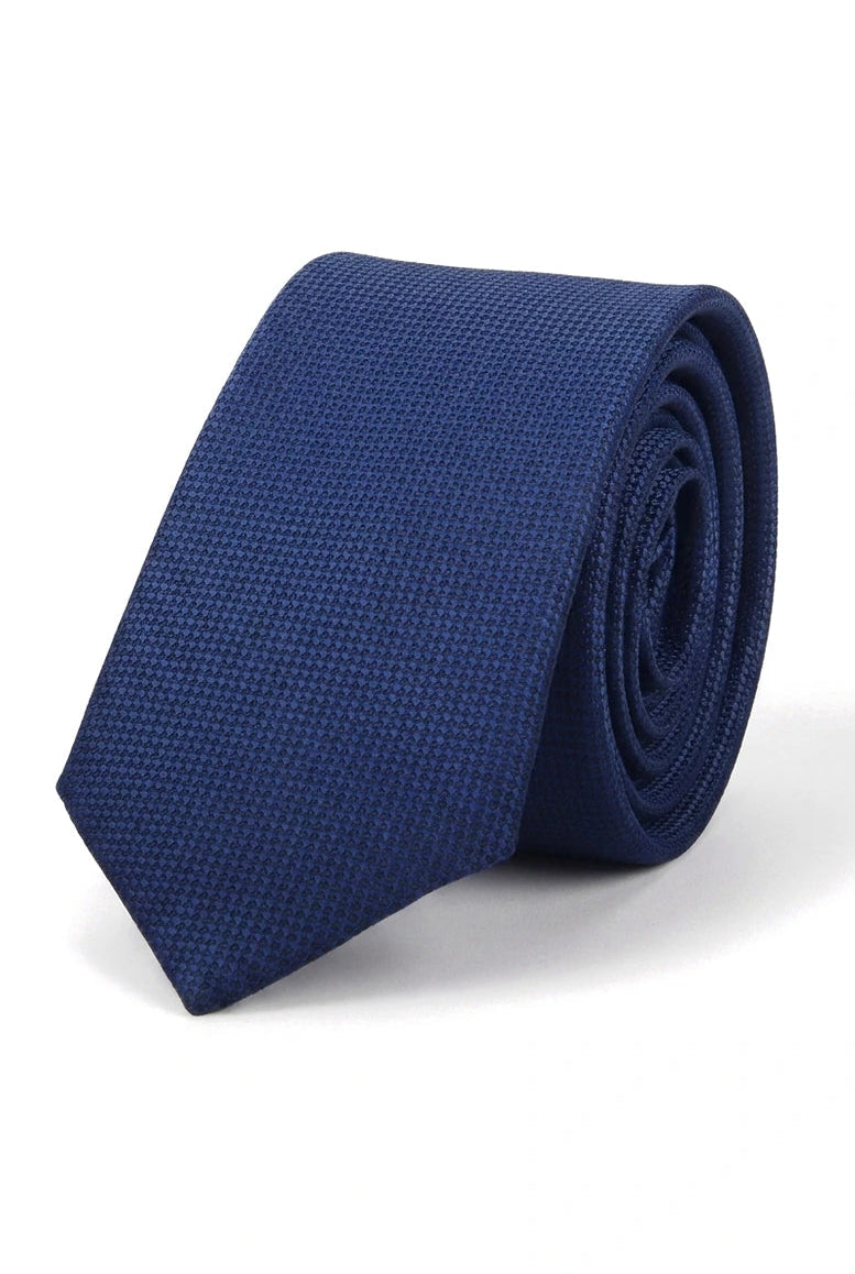 Men's Tie Pocket Sqaure Set Formal Solid Necktie - Navy