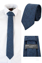 Mens Tweed Herringbone Textured Marc Darcy Ties Classic Vintage Retro Deon