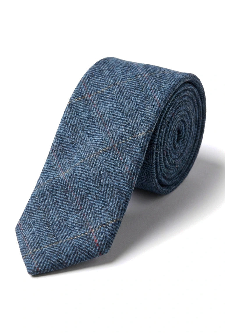 Mens Tweed Herringbone Textured Marc Darcy Ties Classic Vintage Retro Deon