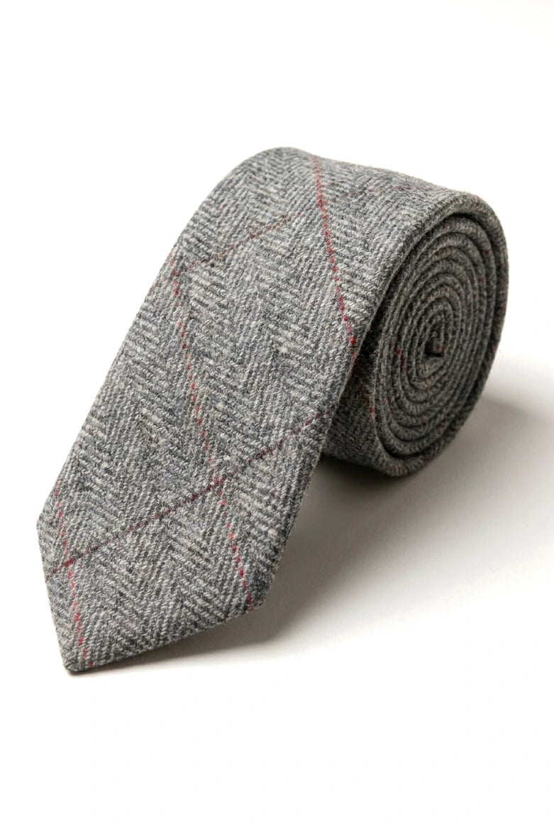 Mens Tweed Herringbone Textured Marc Darcy Ties Classic Vintage Retro Deon