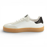 Men's White Leather Black Stripe Sneakers