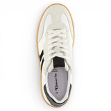 Men's White Leather Black Stripe Sneakers