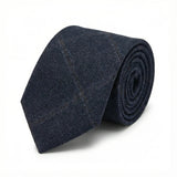 Men's Wool Blend Herringbone Plaid Tweed Tie - Navy