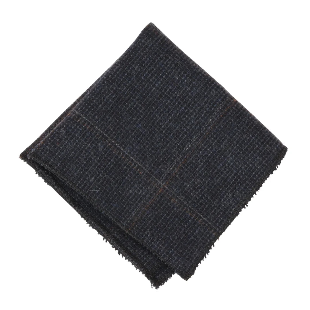 Men's Wool Blend Herringbone Plaid Tweed Tie - Navy