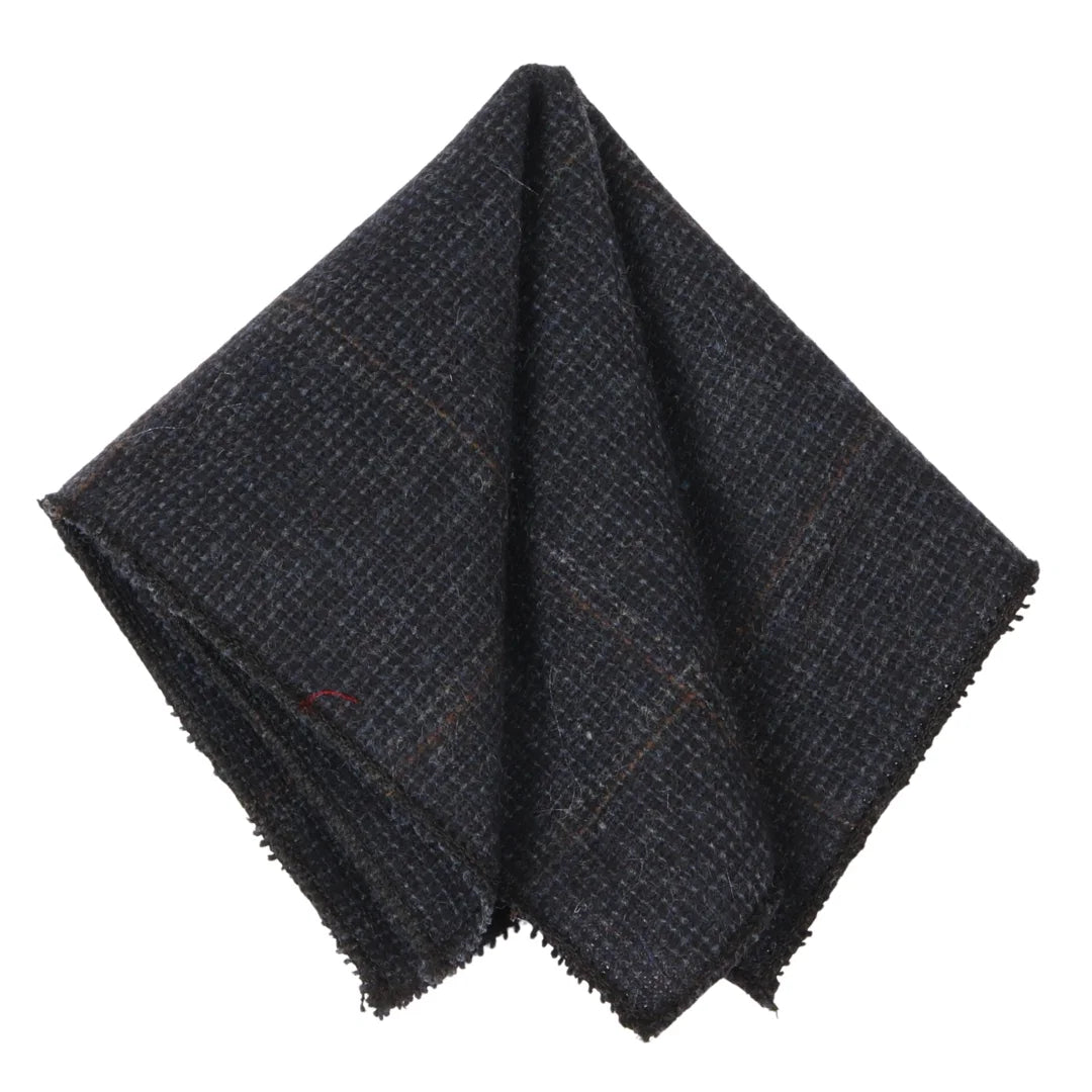 Men's Wool Blend Herringbone Plaid Tweed Tie - Navy