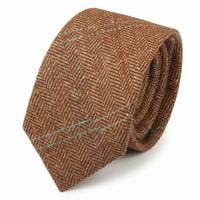 Men's Wool Blend Herringbone Plaid Tweed Tie - Oak