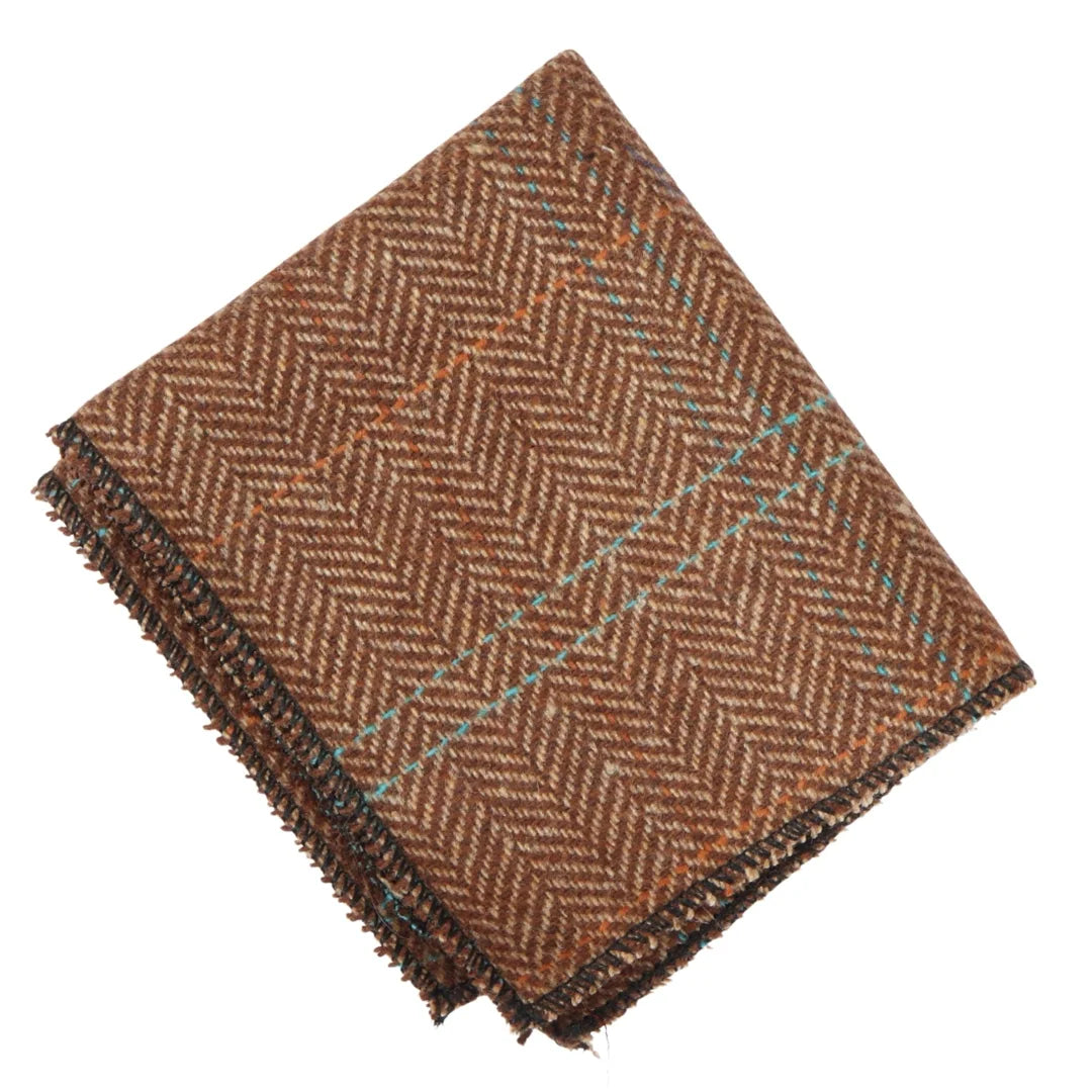 Men's Wool Blend Herringbone Plaid Tweed Tie - Oak
