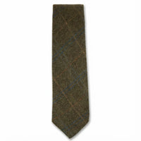 Men's Wool Blend Herringbone Plaid Tweed Tie - Olive