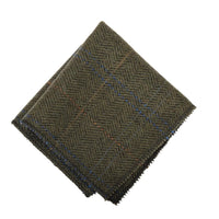 Men's Wool Blend Herringbone Plaid Tweed Tie - Olive