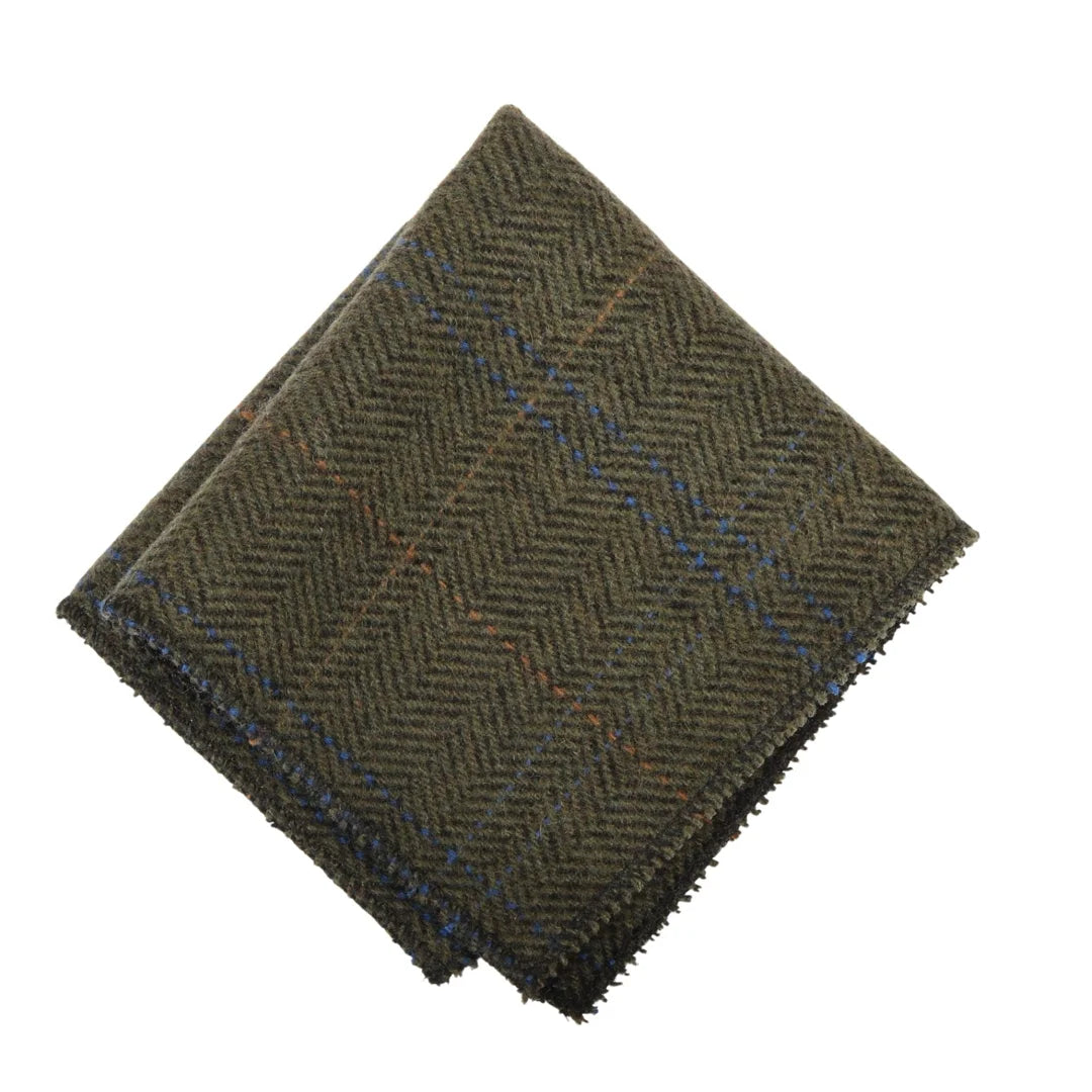Men's Wool Blend Herringbone Plaid Tweed Tie - Olive
