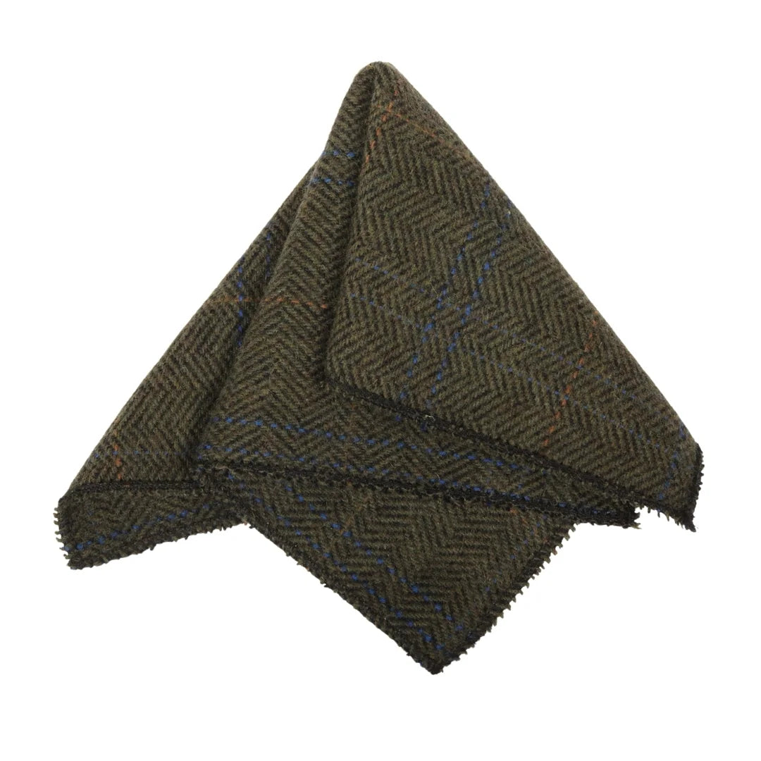 Men's Wool Blend Herringbone Plaid Tweed Tie - Olive