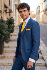 Men’s Yellow Tie Set with Pocket Square and Cufflinks