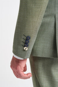 Mens 3 Piece Suit Sage Green Summer Linen Tailored Fit Wedding Prom Classic