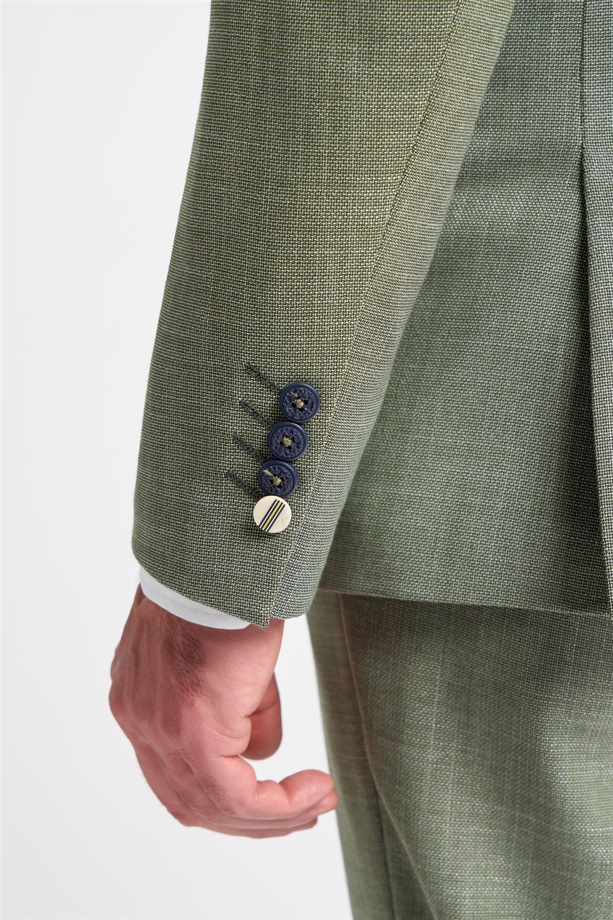 Mens 3 Piece Suit Sage Green Summer Linen Tailored Fit Wedding Prom Classic