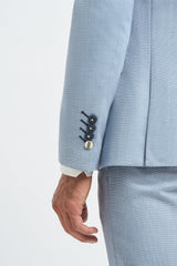 Mens 3 Piece Suit Light Blue Summer Linen Tailored Fit Wedding Prom Classic