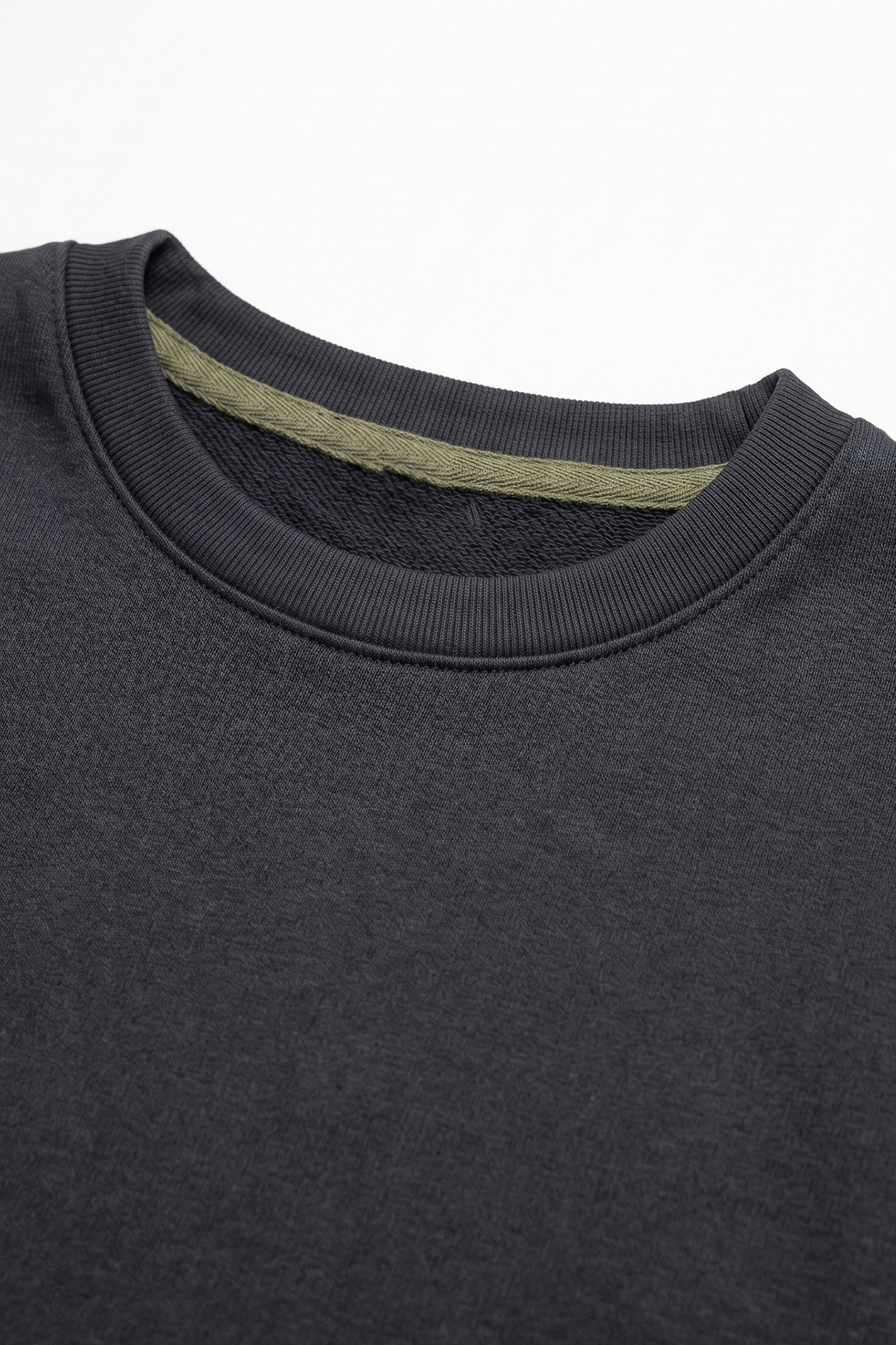 Men’s Dark Navy Relaxed Fit Raw Edge T-Shirt Cotton Blend Crew Neck Top